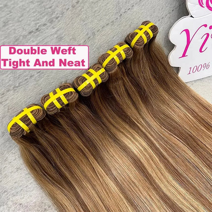 16A Grade P4/27 Straight Highlight Ombre Colored 100% Raw Virgin Human Hair Bundles Brown Hair Weave Extensions For Women