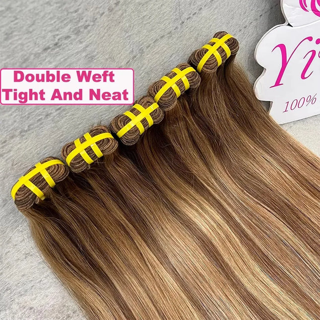 16A Grade P4/27 Straight Highlight Ombre Colored 100% Raw Virgin Human Hair Bundles Brown Hair Weave Extensions For Women