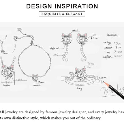 JewelryPalace New Arrival Love Cat 3ct Round Gemstone 925 Sterling Silver Open Adjustable Ring for Woman Girl Fashion Cute Ring