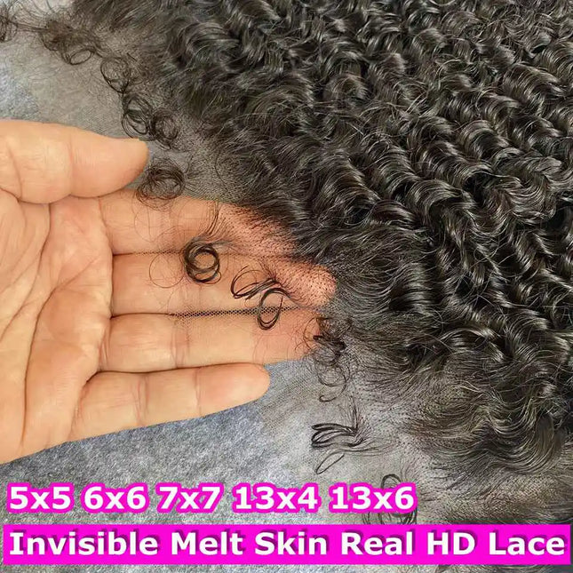Deep Curly 4C Edges Invisible HD 13x6 Lace Frontal Human Hair Afro Curly Melt Skin Pre-Plucked Natural Hairline 5x5 Lace Closure