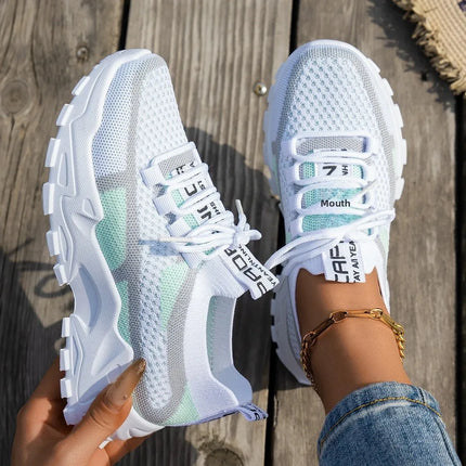 Women's Slip-On Breathable Fly Knit Mesh Shoes Thin Summer Casual Sneakers Low Heel Rubber Outsole Comfortable All Seasons