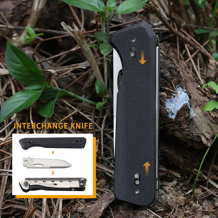 ROXON S501U Folding Pocket Scissors and replaceable Knife blade with belt clip, 2 in 1 Multi-tool for Outdoors, Camping, Hiking,
