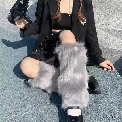 Women Faux Fur Leg Warmers Women Fall Leggings Jk Boots Stocking Girls Lolita Punk Boot Cover Harajuku Fur Foot Warming Cover
