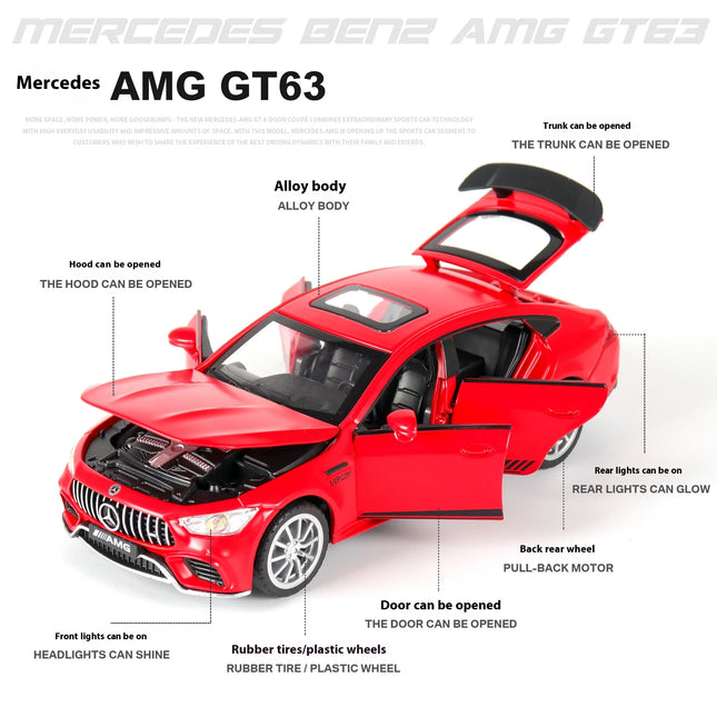 1:32 Mercedes Benz AMG GT63  Sports Car Alloy Diecast Car Model Sound Light Pull Back Toys Ornaments Gift For Children Collect