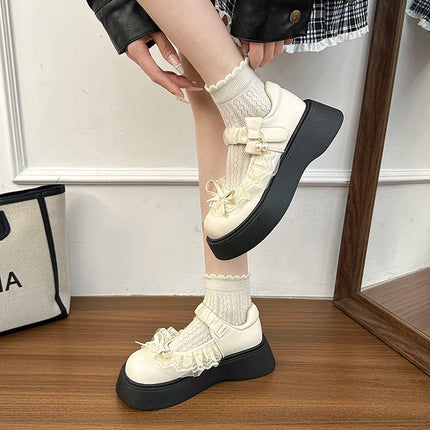 2026 Spring Autumn Height-Increasing Women's Mary Jane Shoes Concise Butterfly-knot Single Shoes Ladies' Elegant Dress Leather Pumps