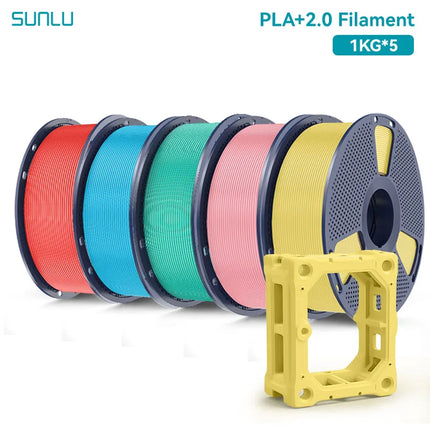 SUNLU 5KG PLA Plus 2.0 3D Printer Filament 1.75mm 1000g Spool (2.2lbs) Neatly Arranged No Knot Filament Fit Most FDM Printer