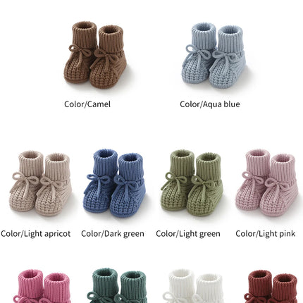 Baby Booties Knitted 0-12m Soft Soled Anti-Slip Newborn Boys Girls First Walkers Shoes Infant Toddler Unisex Sock Boot Kids Crib