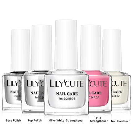 LILYCUTE 7ml  Nail Base Top Polish Clear Shine Nail Care Long Lasting  Strengthener Hardener Nail Art Varnish Supplies