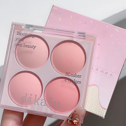 1Pc 4-Color Matte Blush Powder Set | Sweet Warm Tone | Cheek Brightener | Natural Illuminator | Enhances Facial Beauty