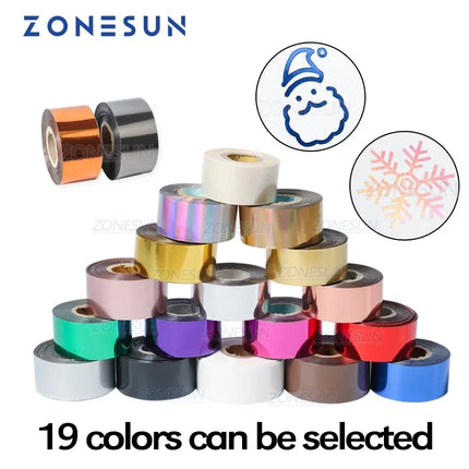ZONESUN Hot Stamping Foil 3cm Hot Stamp Ribbon Date Coding Foil Paper Hot Embossing Foil Paper Make Colorful Logo