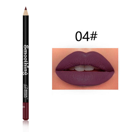 12 Color Nude Matte Lipstick Pencil Long-lasting Waterproof Lip Pencil High Pigmented Lip Liner Lips Makeup Tool Lip Contouring