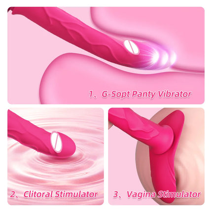 Strap-On Thrusting Vibrator Dildo Adjustable Elastic Waist Strapless Dildos Lesbian Sex Toys G Spot Wearable Vibrators for Women