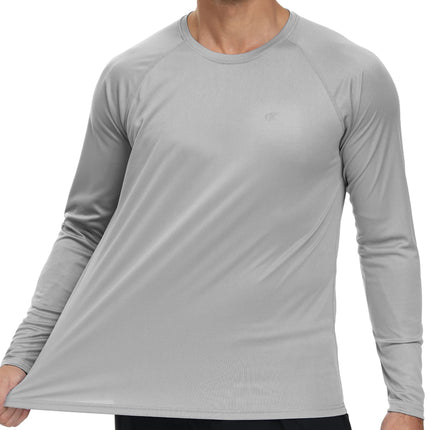 Men UPF 50+ Long Sleeve T-Shirt, Rash Guard Breathable Tops, Pullover Shirt for Sport Fishing Hiking Running Beach Surfing