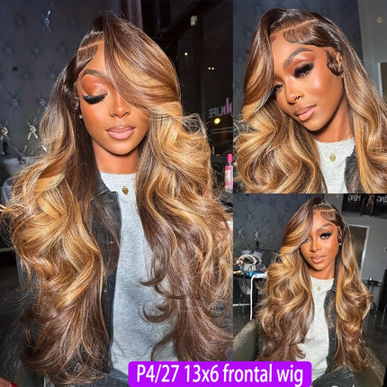 1b30 Black Brown Lace Front 13x4 Body Wave Wigs  P427 Highlight Ombre  Human Hair 13x6 HD Lace Frontal Blonde Colored Wig