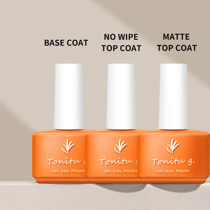 Tonitu G 7ml Nail Gel Top Coat Base coat No Wipe UV LED Varnish Sealing Shining Clear nails art for professionals