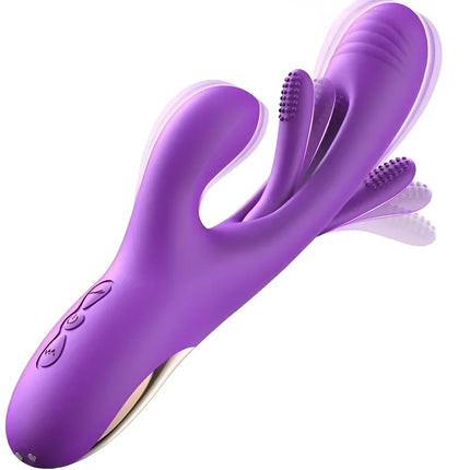 3 in 1 Female Masturbation G Spot Vibrator Stick Dildo 21modes Rabbit Massger USB Rechargeable Tapping Vibrator Adult Sex Toy