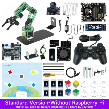 Yahboom DOFBOT AI Large Model Vision Robotic Arm Kit ROS2 Robot for RaspberryPi 5 Adopt Python Programming Object Recognition