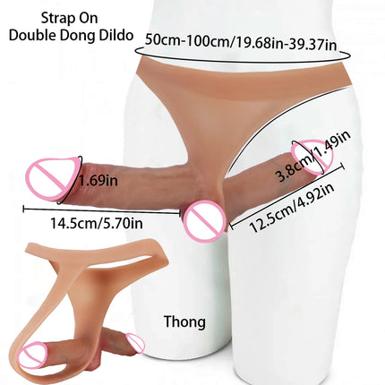 Strap-on Double Dildo Silicone Dildo Harness Solid Strapon Dildos Realistic Skin Wearable Penis Adult Sex Toys For Women Men