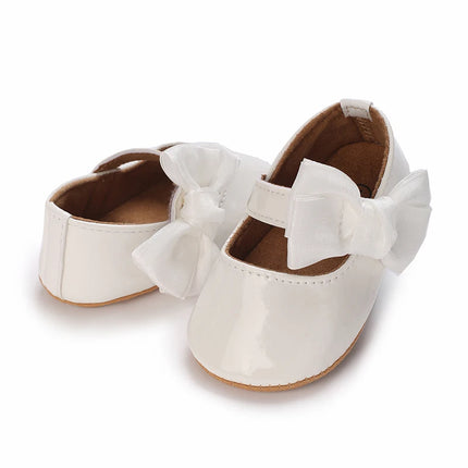 Spring and Autumn Red Comfortable Bow Detail Women's Baby Shoes for Newborns and Girls