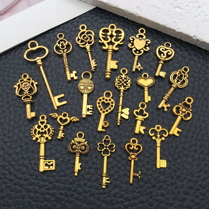 20/100pcs Mini Key Series (Includes Antique Gold/Bronze/KC Gold/Bright Silver Finishes) - Ideal for Handmade Jewelry Crafting"