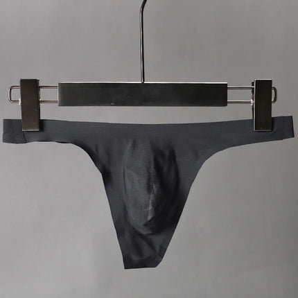Ultra-thin Seamless Men G Strings Solid Color Thongs Male Pouch Ice Silk Underwear Breathable Low Rise Briefs Panties Underpants