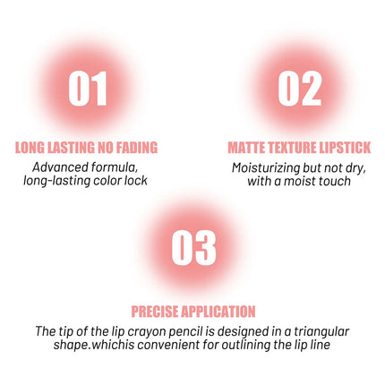 8 Colors Matte Lipstick Long Lasting Waterproof Hydrating Lip Liner Non Sticky Lightweight Velvet Lipliner Moisturizing Cosmetic