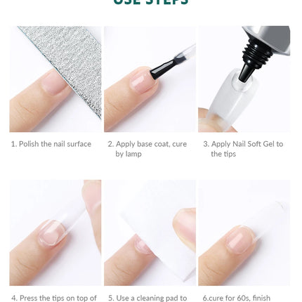 Nailpop Pro Soft Nail Tips Gel Glue 20g Adhesive Fake Nails Long Lasting Soak Off UV Gel Nail Polish Manicure Products for Nails