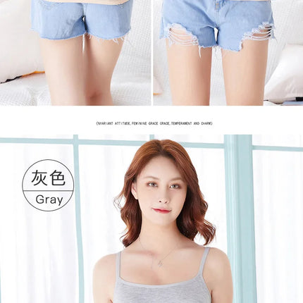 2020 Women Solid Tank Tops Adjustable Strap Built In Cup Padded Wireless Camisole Camis Vest Female Home Basic Tank Top