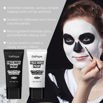 Halloween Black And White Makeup Foundation Cream Concealer White Halloween Zombie Cosplay Face Make-Up 1set Cream Face H4V0