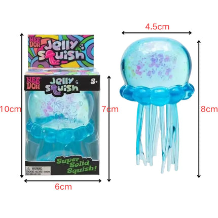 Schylling Nee Doh Jellyfish & Cube Squish Toy, Soft Jelly Squeeze Stress Relief Fidget Toy, Sensory NeeDoh for Kids & Adults