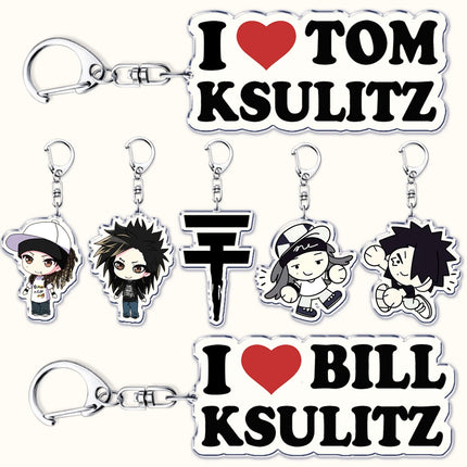 Tokio Hotel Band Chibis Keychains for Accessories Bag I Love Bill Tom Kaulitz Georg Listing Keyrings Jewelry Friends Fans Gifts