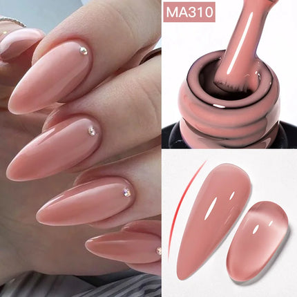 MEET ACROSS 7ml Rubber Base Gel Glitter Nude Pink White 2 In 1 Gel Nail Polish Nail Art Varnish For Nails Winter Autumn Manicure