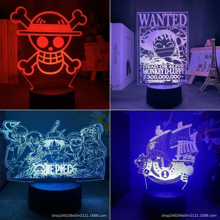 Anime One Piece Zoro Luffy Nami 3D LED Color Changing Night Lights Action Figure Toys Doll Usopp Sanji Chopper Hancock Xmas Gift