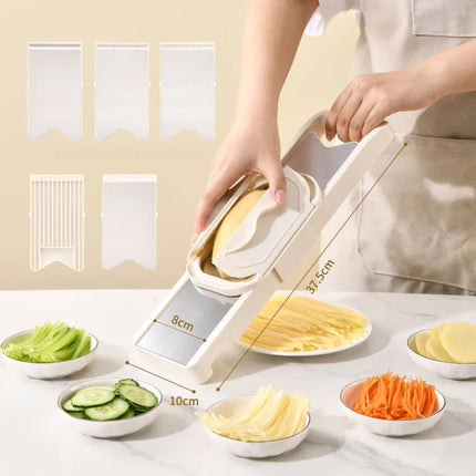 Multifunctional Vegetable Shredder Slicer 5 in 1 Mandoline Chopper Grater for Potato Cucumber, Kitchen Tool with Blade Storage
