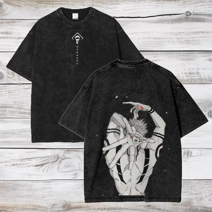 Gojo Satoru Jujutsu Kaisen Women Tshirt Washed Cotton T-shirt T Shirt Men Clothing Summer Short Sleeve Tees Streetwear