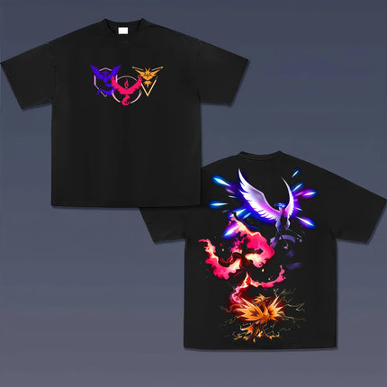 Summer Anime Pokémon Cosplay T-Shirt Cotton Short Sleeve Tops Casual Loose Retro T-Shirt Men Women Family Matching Outfits Tops