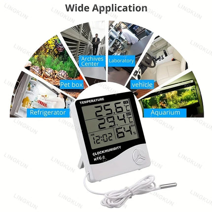 Electronic Clock Temperature Humidity Meter Weather Station for Home With Alarm LED Thermometer Thermo-Hygrometer Multifunction
