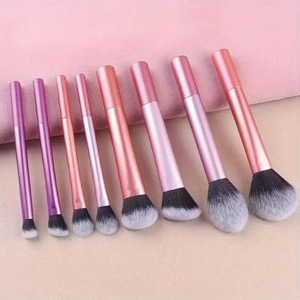 8pcs Pro Easy to Clean, Makeup Brush Set - Soft, Premium Synthetic Hair, Cruelty-Free, Foundation, Blush, Eyeshadow
