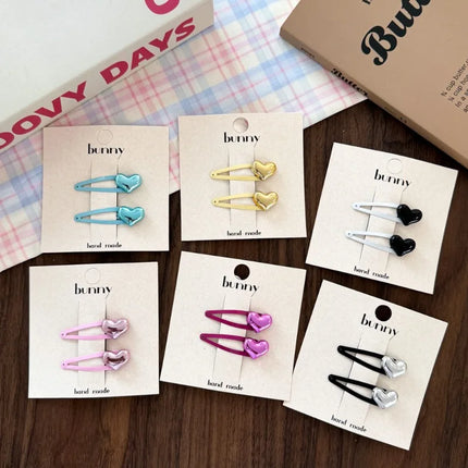 New Versatile Baby Hair Clips Simple Shiny Sweet Cool Heart-shaped BB Clip Girls Headwear Side Bending Hairpins Hair Accessories