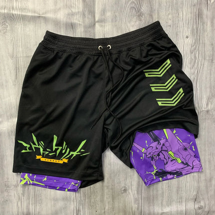 2026 Summer Genesis Evangelion Men's Cosplay Shorts Double-layer Two-in-one Shorts Quick-drying Fake Two-piece Unisex Shorts