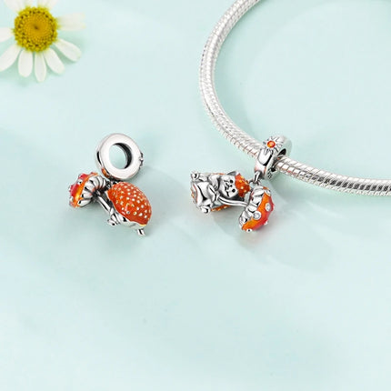 Spring Charms Beads Pendant 925 Sterling Silver Flower Butterfly Dragonfly Mushroom Charms Fit Bracelet Woman Man DIY Jewelry