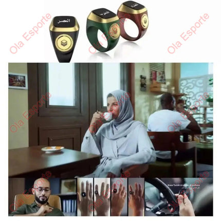 2025 IQibla Smart Zikr Ring Praise Tasbih Tally Electronic Digital Counter for Muslims Prayer Time Vibration Reminder Waterproof