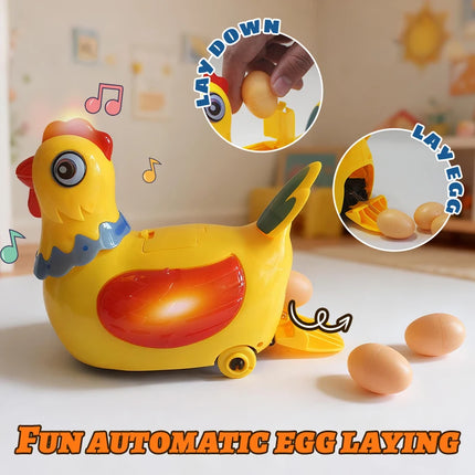 Novelty Chicken Laying Eggs Toy Music Animal The Magic Chicken with 3 Eggs Realistic Sound Singing Laying Eggs Puzzle Toys