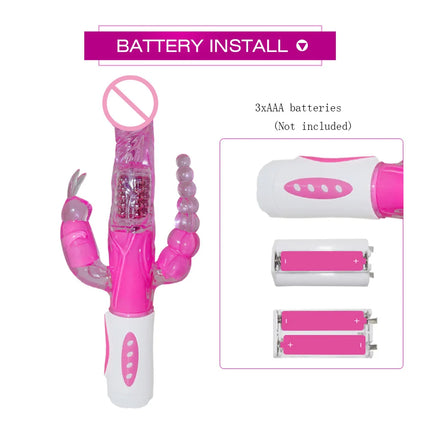 Sextoy 3 In 1 Dildo Rabbit Vibrator Tongue Licking Double Rod Masturbation Anal Clit Vibrator Sex Toys for Women