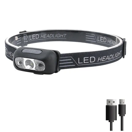 Strong Light Headlamp Portable LED Sensor Headlamp USB-C Rechargeable Head Flashlight Outdoor Camping Fishing Emergency Lantern