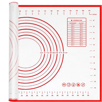 LMETJMA Silicone Pastry Mat Extra Thick Non Stick Baking Mat with Measurement Kitchen Fondant Dough Rolling Mat KC0455