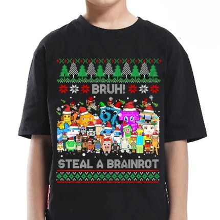 67 Meme Steal A BrainRot Italian Children T Shirt Boys Girls Kids Summer Cotton Short Sleeve Graphic Tees Tops Cartoon Tshirt