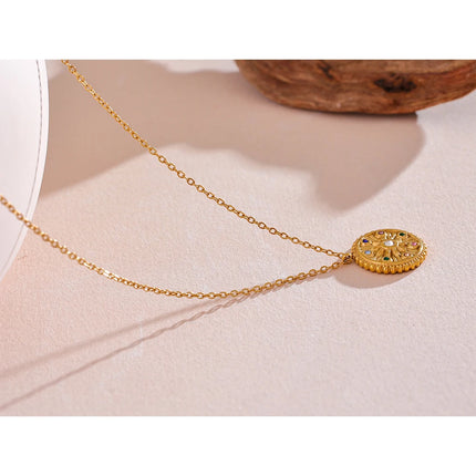 Yhpup Colorful Zircon Star Round Pendant Necklace Women 18k Gold Color Stainless Steel Fashion Trendy Daily Jewelry Wholesale