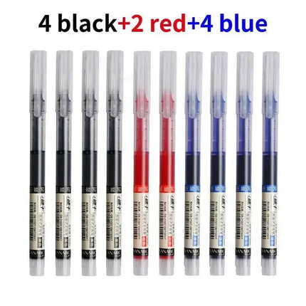 10Pcs Straight Liquid Writing Gel Pens Quick-drying Large-capacity Black Blue Ink For Writing School Office Stationery Supplies