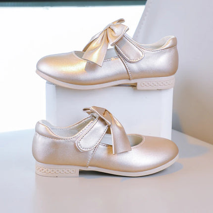 Girls Princess Shoes Shallow Bowknot Metallic Color Fashion Sweet Girl's Mary Janes Shoes Light Non-slip 26-36 Kids Ballet Flats